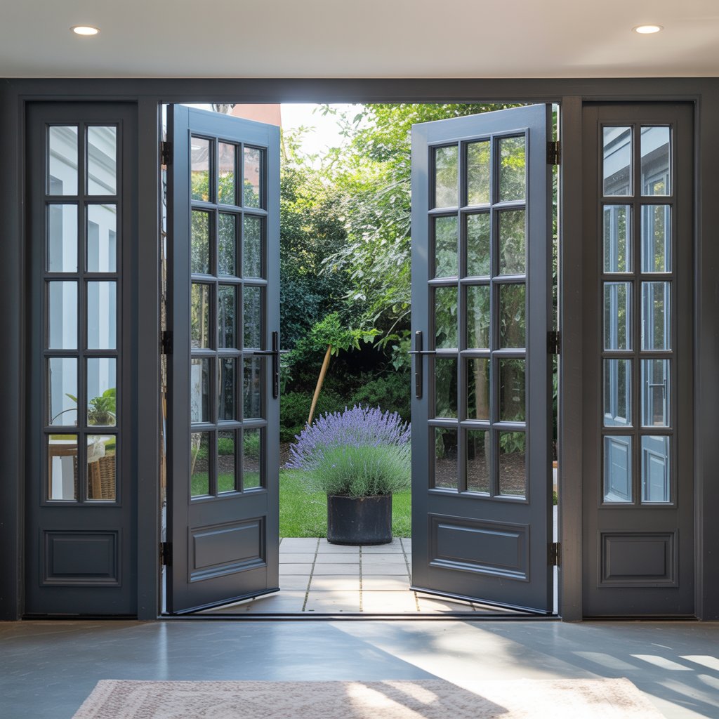 Elegant french doors leading out to a patio area in Chesterfield