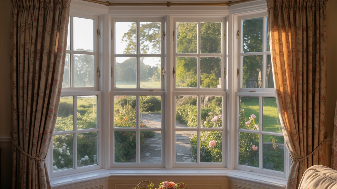 An angular uPVC bay window installed on a brick house in Sheffield.