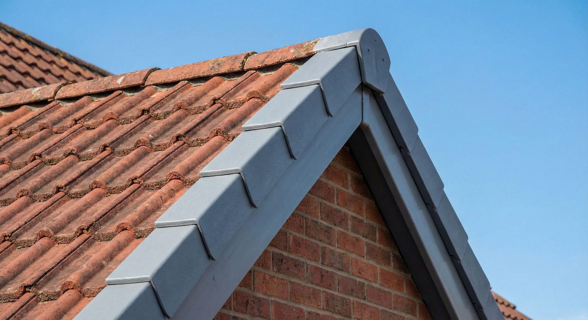 Grey Dry Verge Caps on gable end
