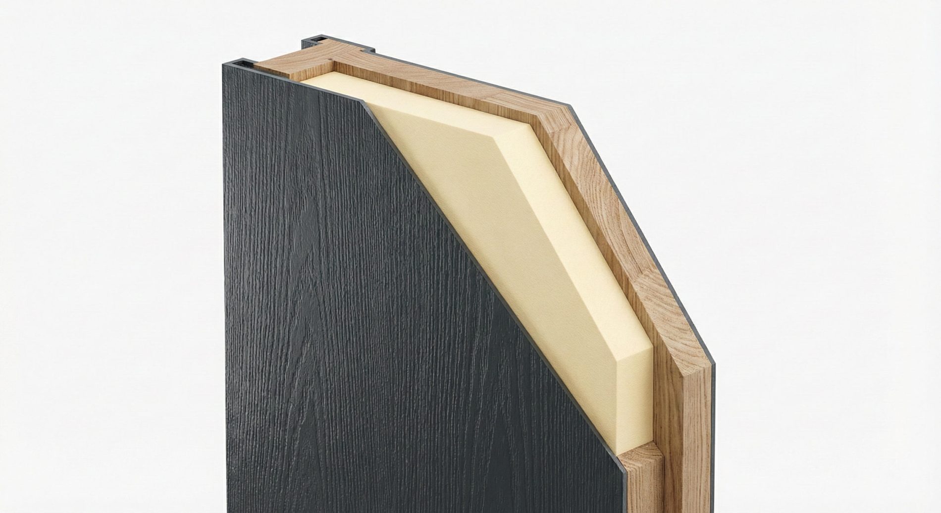 Cross section of a composite door showing the core